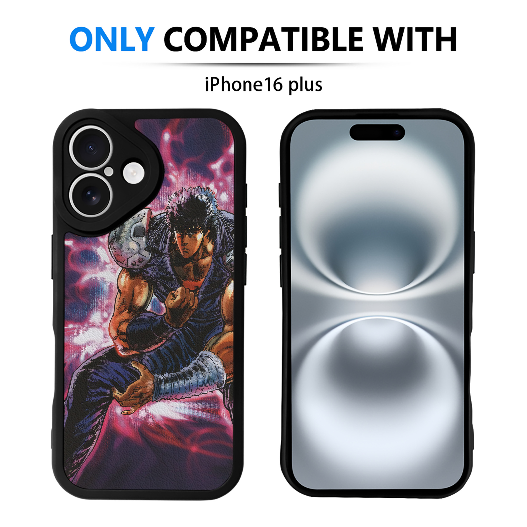 （画像用） 北斗の拳 Fist of the North Star 【iPhone 16シリーズ対応】シリコンスマホケース（レザー調） 材質：シリコン